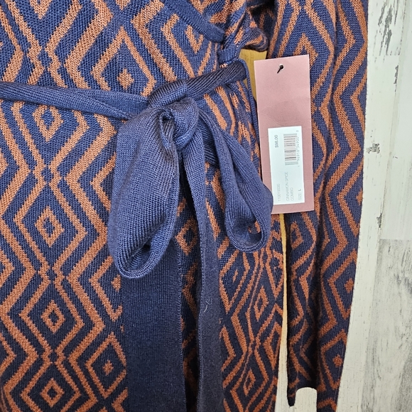 NWT Love Scarlett Cinnamon Spice Diamond Wrap Midi Dress Sweater Style Size L - Picture 3 of 12